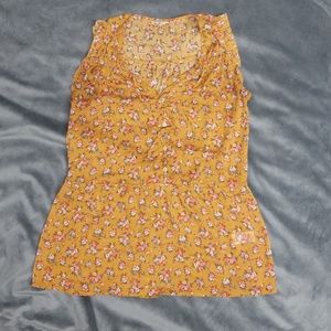 Mustard yellow floral blouse